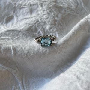 Pandora Sterling Silver Ring with Light Blue Stone (US size 7)
